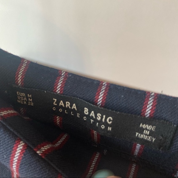 ZARA Pinstripe Ruffle Hem Peplum Striped Top - Picture 3 of 6